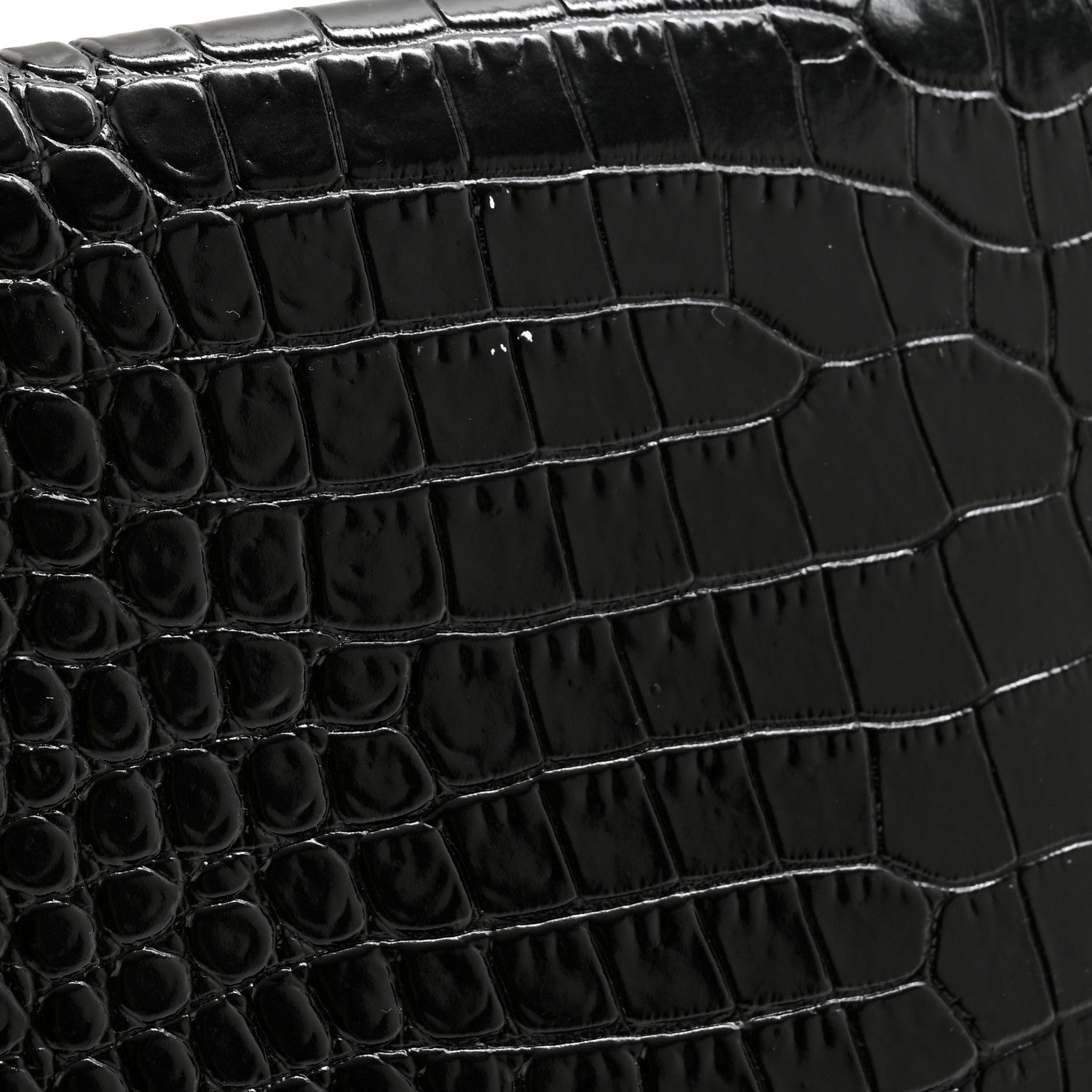 Saint Laurent Calfskin Crocodile Embossed Uptown Monogram Clutch Black 8 of 10