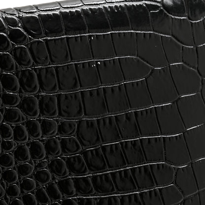 Saint Laurent Calfskin Crocodile Embossed Uptown Monogram Clutch Black 8 of 10