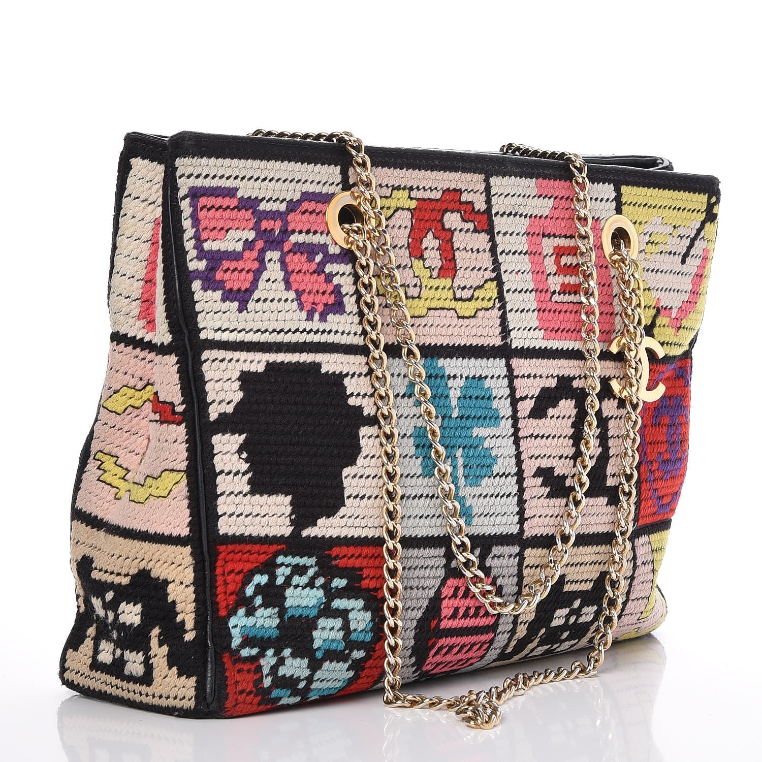 Chanel Needlepoint Precious Symbols Shoulder Bag Black 3 of 9