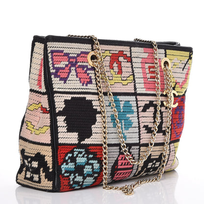 Chanel Needlepoint Precious Symbols Shoulder Bag Black 3 of 9