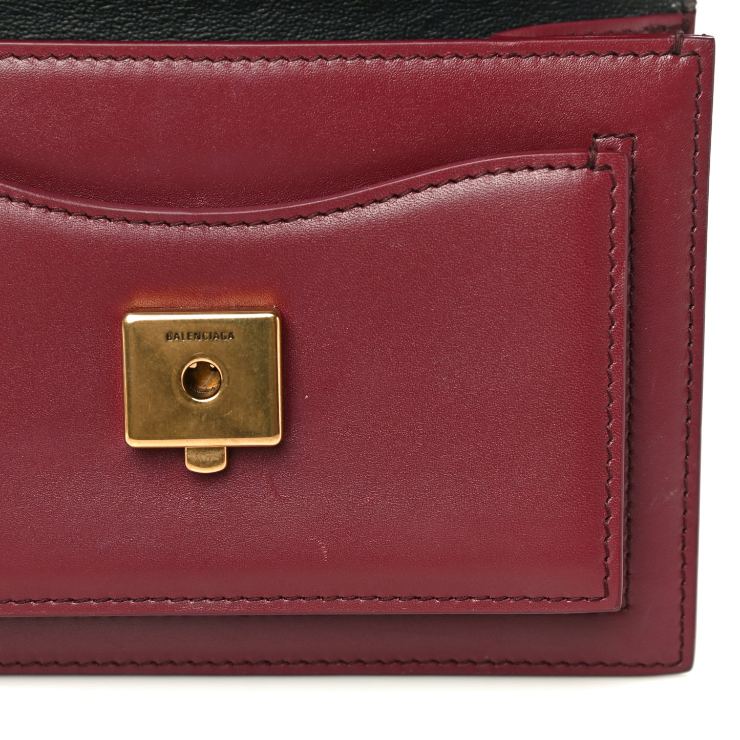 Box Calfskin XS Sharp Top Handle Bag Burgundy