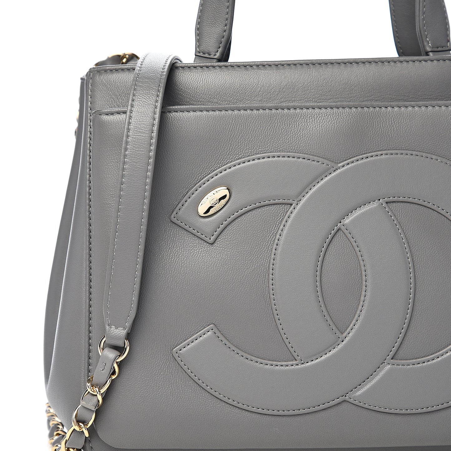 Lambskin Small CC Mania Shoulder Bag Grey