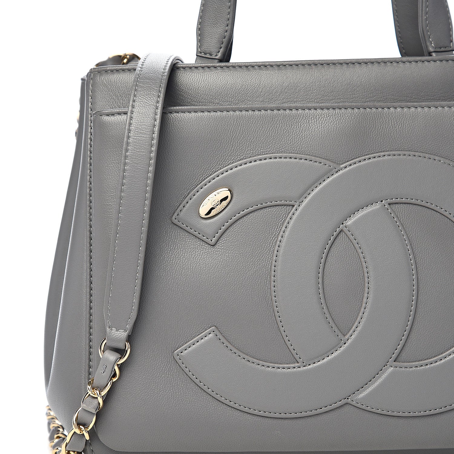 Chanel Lambskin Small CC Mania Shoulder Bag Grey 9 of 9