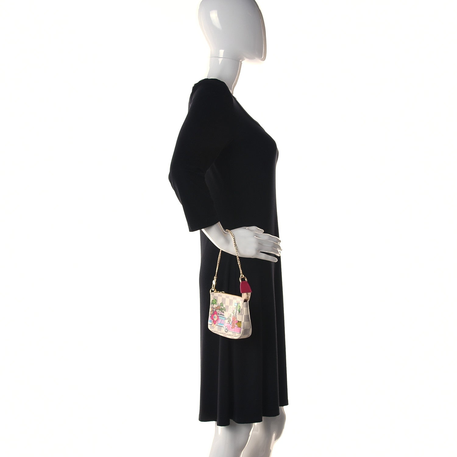 Louis Vuitton Damier Azur 2021 Christmas Animation Hollywood Mini Pochette Accessories Fuchsia 2 of 11
