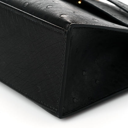 Hermes Ostrich Kelly Pochette Black 10 of 11