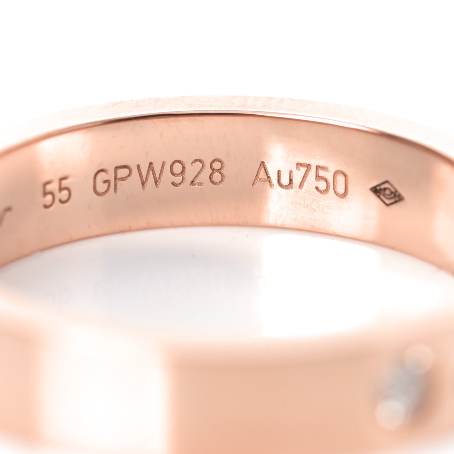 18K Pink Gold Diamond 3mm C De Cartier Wedding Band Ring 55 7.25