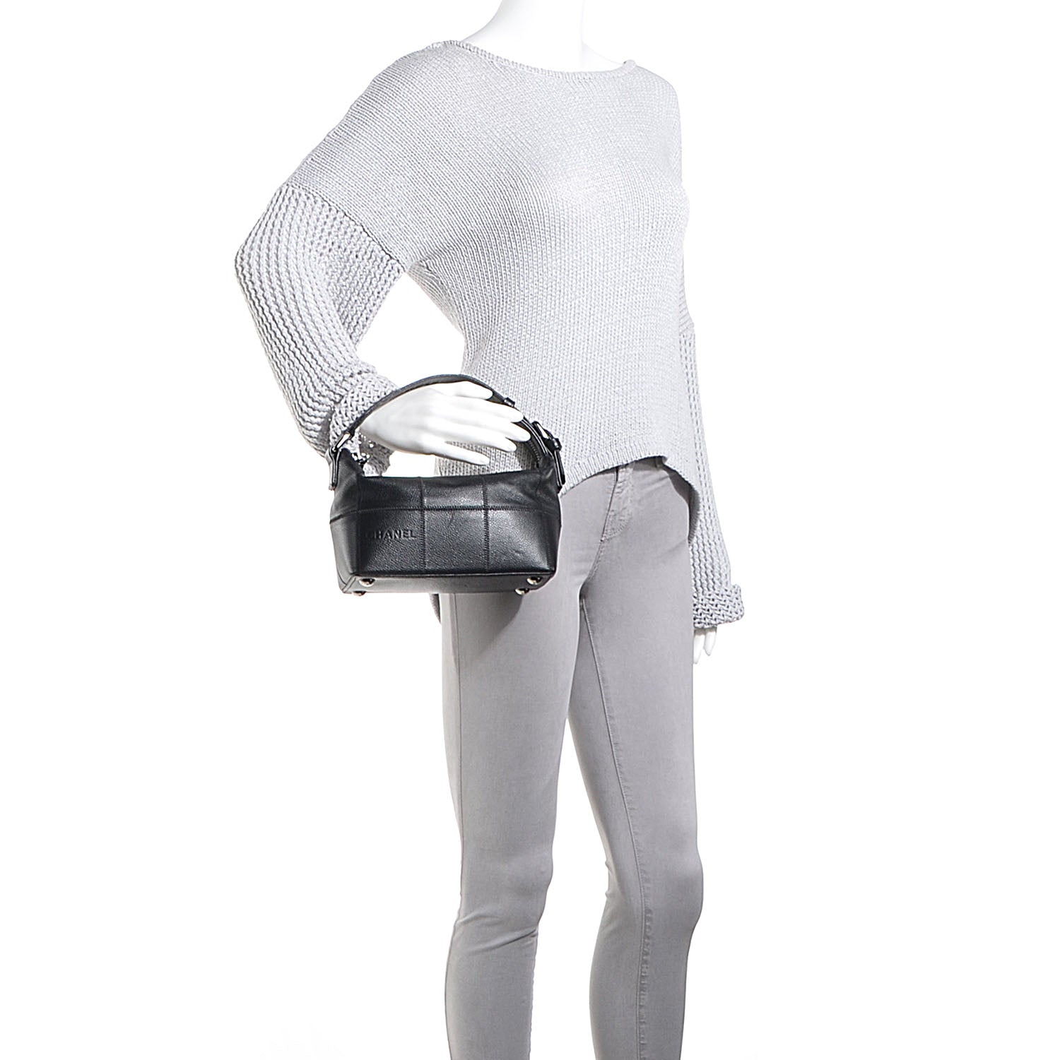 Chanel Caviar Square Stitched Shoulder Bag Black 2 of 7