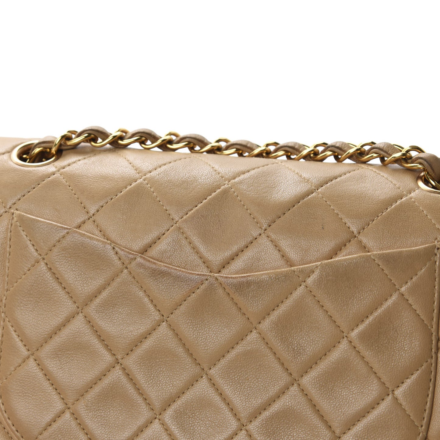 Lambskin Quilted Small Double Flap Beige