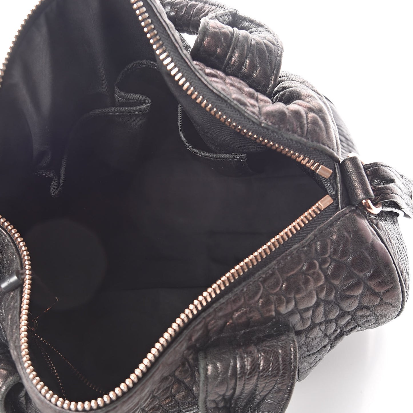 Pebbled Lambskin Rocco Black Rose Gold Hardware