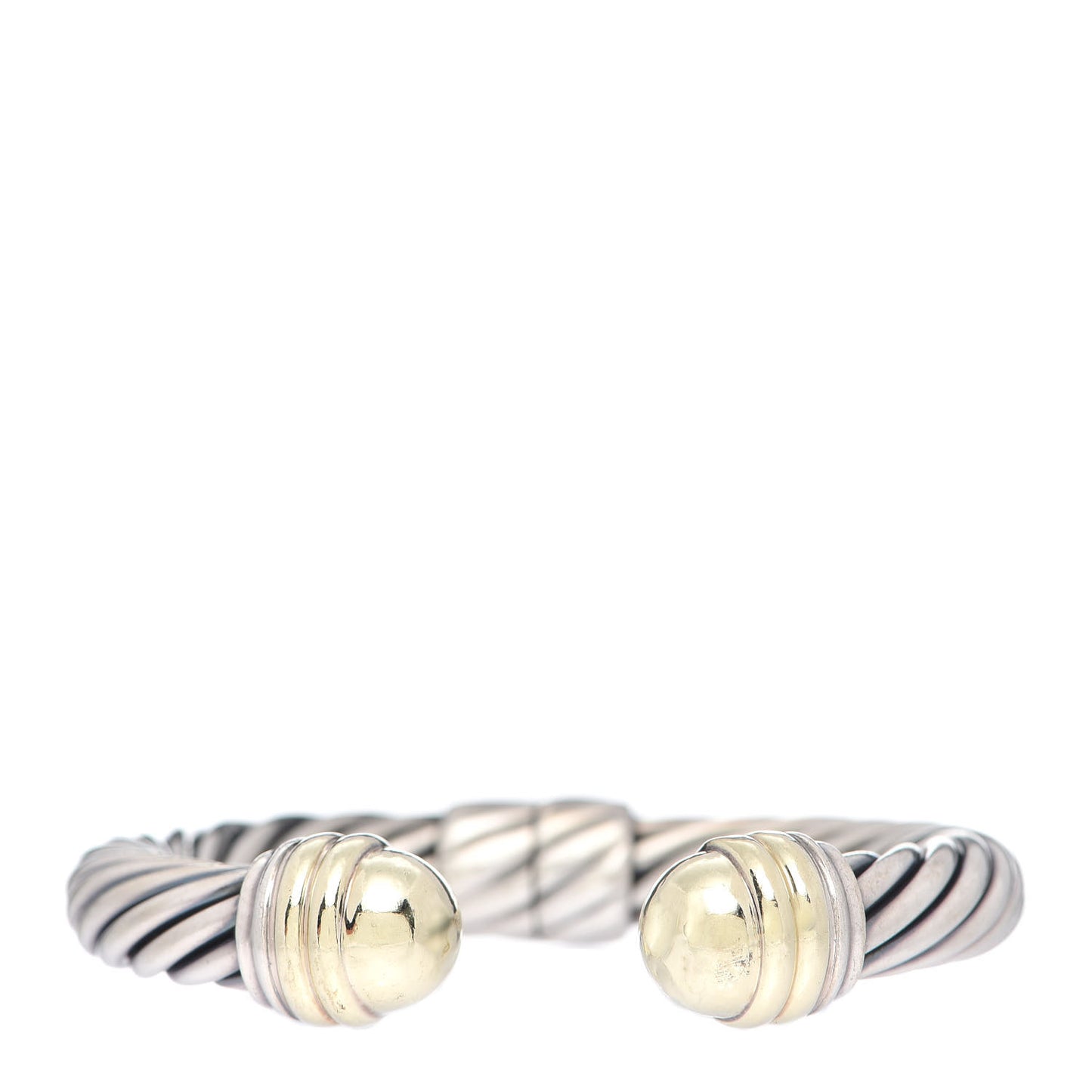 Sterling Silver 14K Yellow Gold 10mm Cable Classics Bracelet