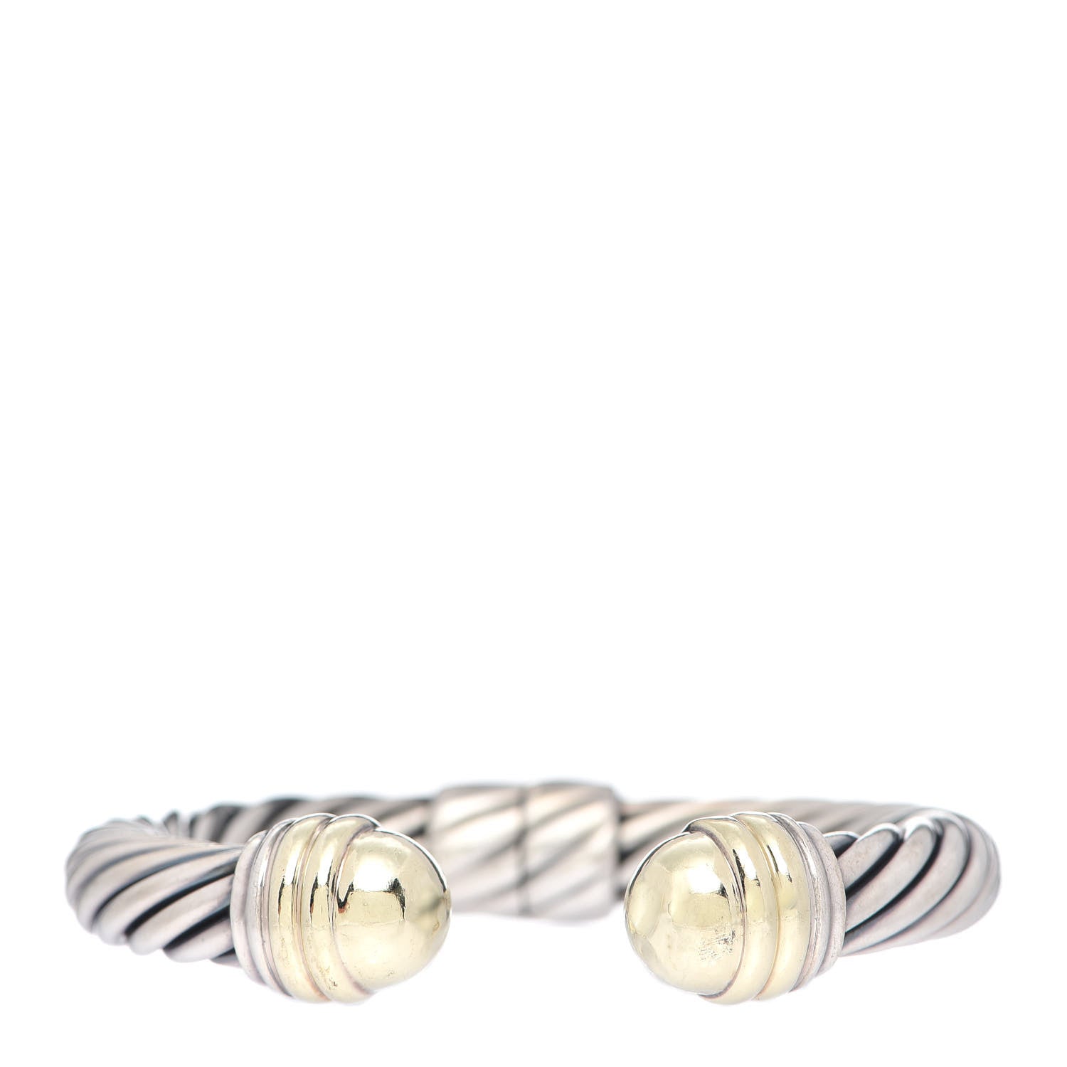 David Yurman Sterling Silver 14K Yellow Gold 10mm Cable Classics Bracelet 1 of 5