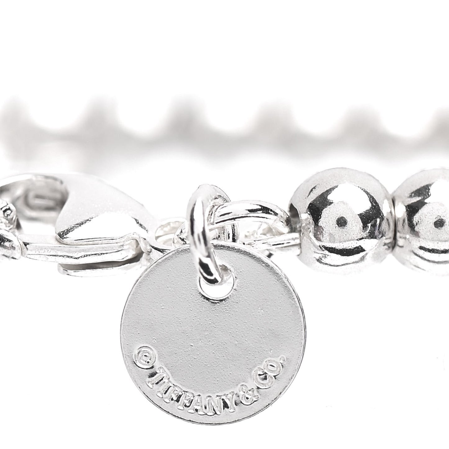 Sterling Silver 4mm Mom Heart Tag Bead Bracelet