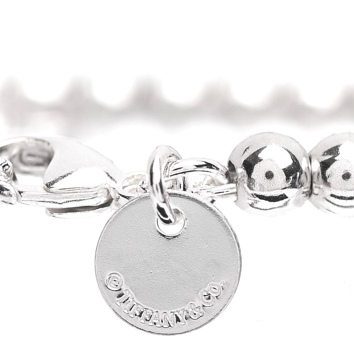 Tiffany Sterling Silver 4mm Mom Heart Tag Bead Bracelet 5 of 5