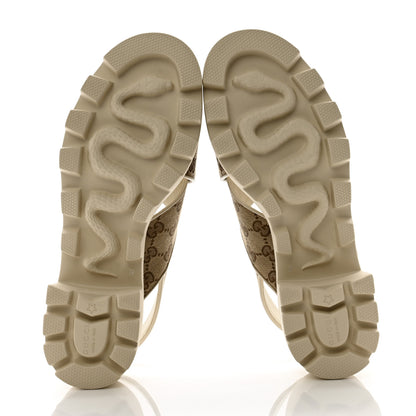 Gucci Monogram Granada Kid Trip 40/72mm Lug Sole Sandals 39 Beige Ebony Mystic White 5 of 11