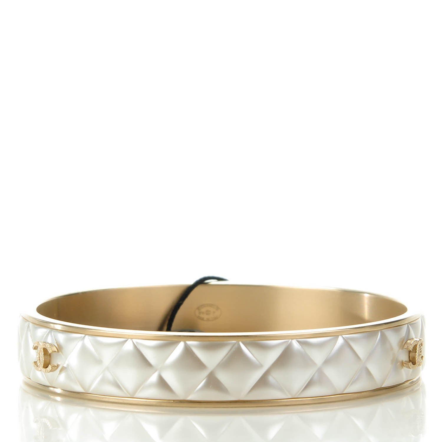 Chanel Quilted CC Bangle Silver Gold 3 of 6