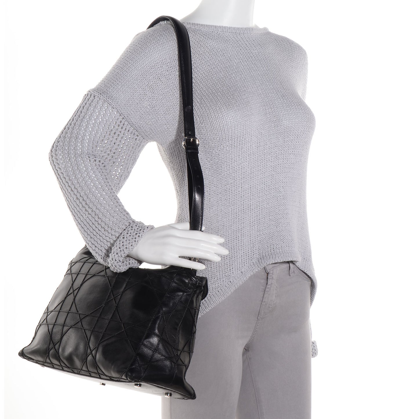 Lambskin Cannage Medium Granville Tote Black