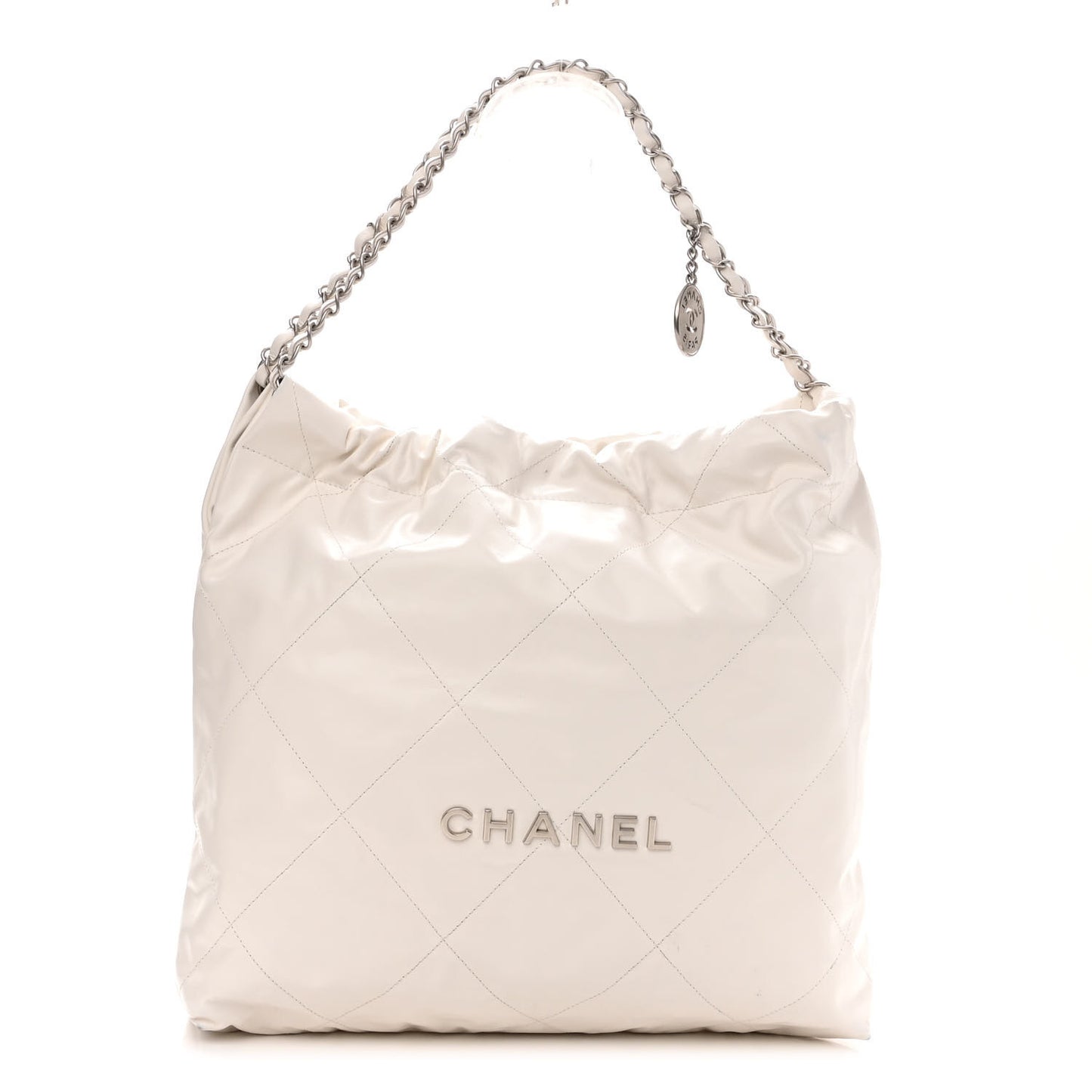 Shiny Calfskin Quilted Chanel 22 White