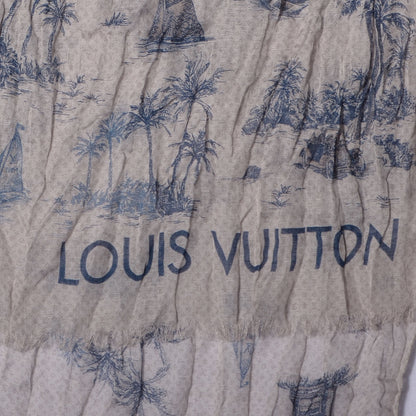 Louis Vuitton Cotton Linen Toile Etole De Louis Pareo Blue 4 of 7