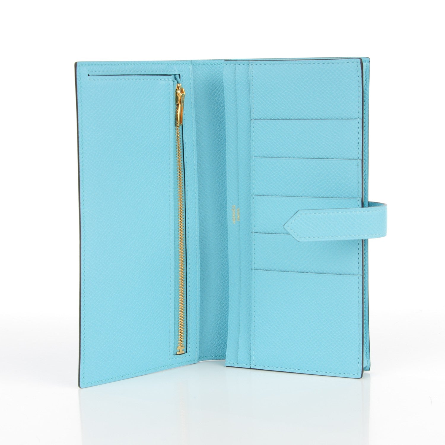 Hermes Epsom Bearn Gusset Wallet Bleu Atoll 5 of 9