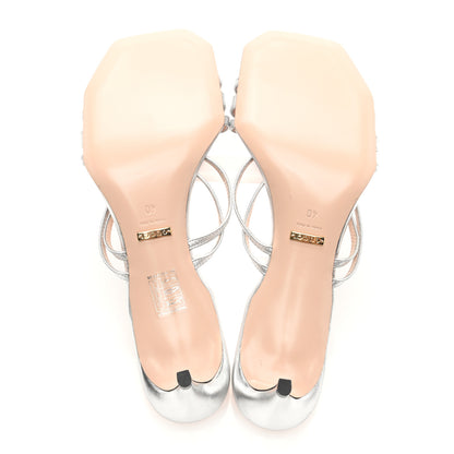 Gucci Metallic Nappa Victoria Strappy Horsebit Sandals 40 Silver 5 of 7