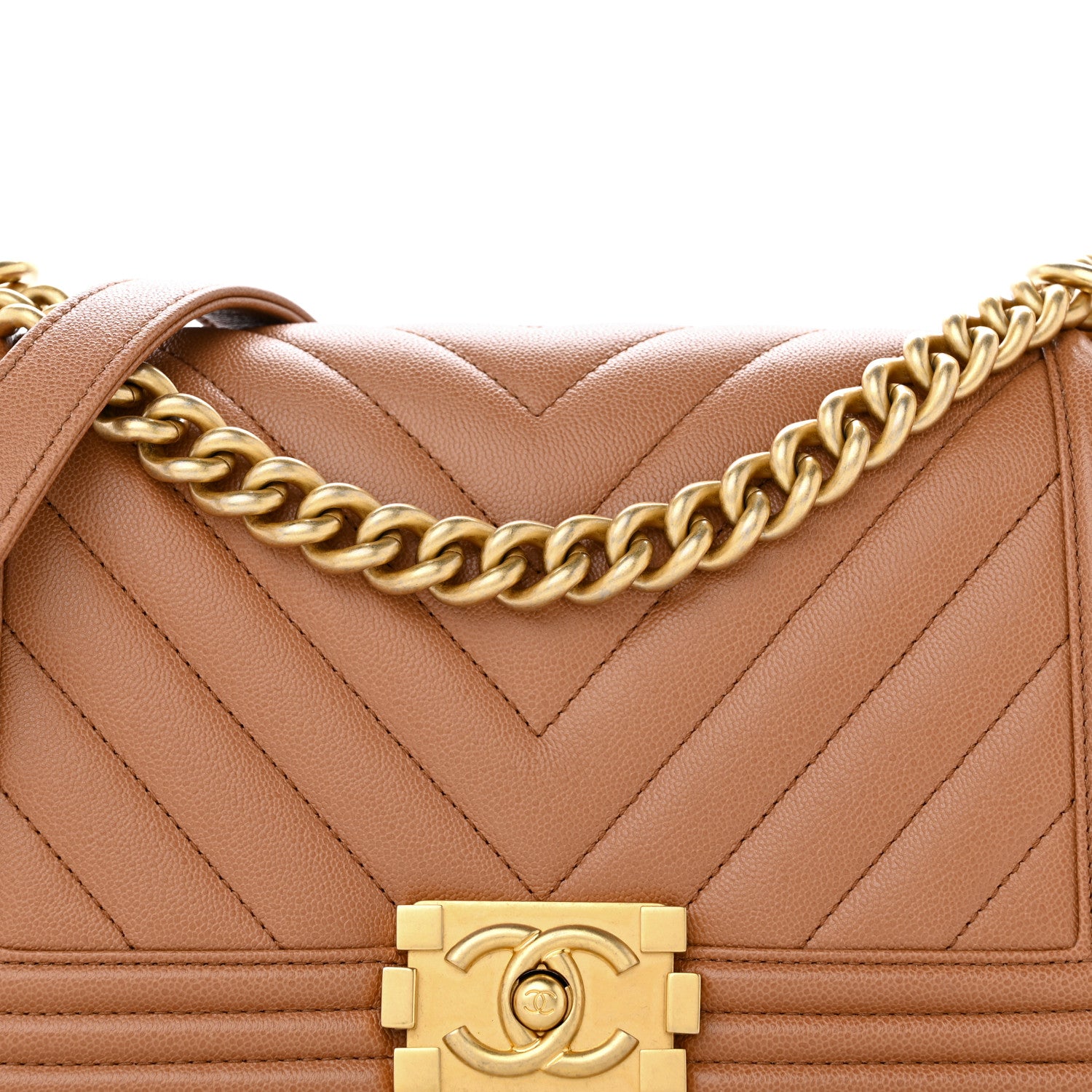 Chanel Caviar Chevron Quilted Medium Boy Flap Brown 8 of 12