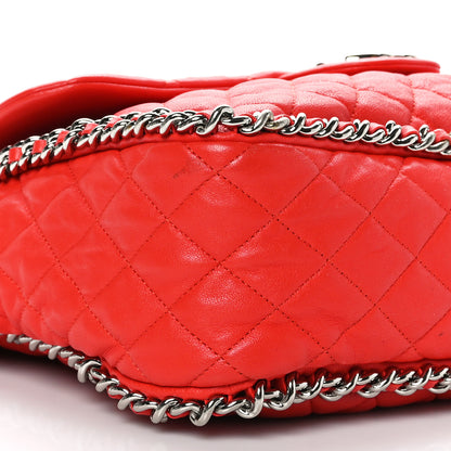 Chanel Washed Lambskin Quilted Maxi Chain Around Flap Red 8 of 10