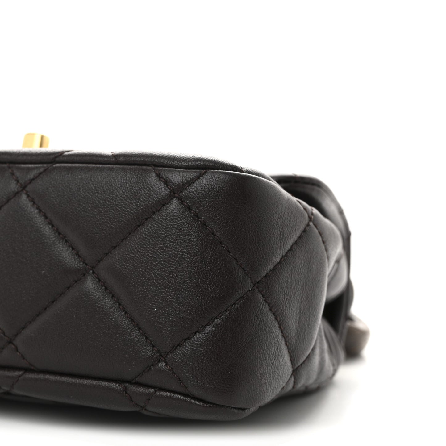 Lambskin Wenge Quilted Mini Fashion Wood Square Flap Dark Purple