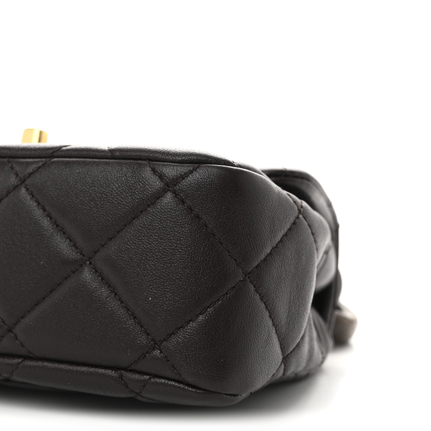 Chanel Lambskin Wenge Quilted Mini Fashion Wood Square Flap Dark Purple 10 of 11