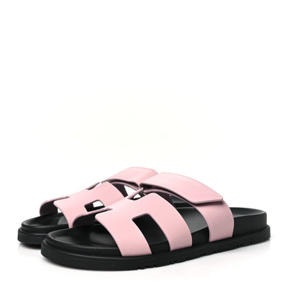 Hermes Calfskin Womens Chypre Sandals 38.5 Rose Cancan 3 of 9