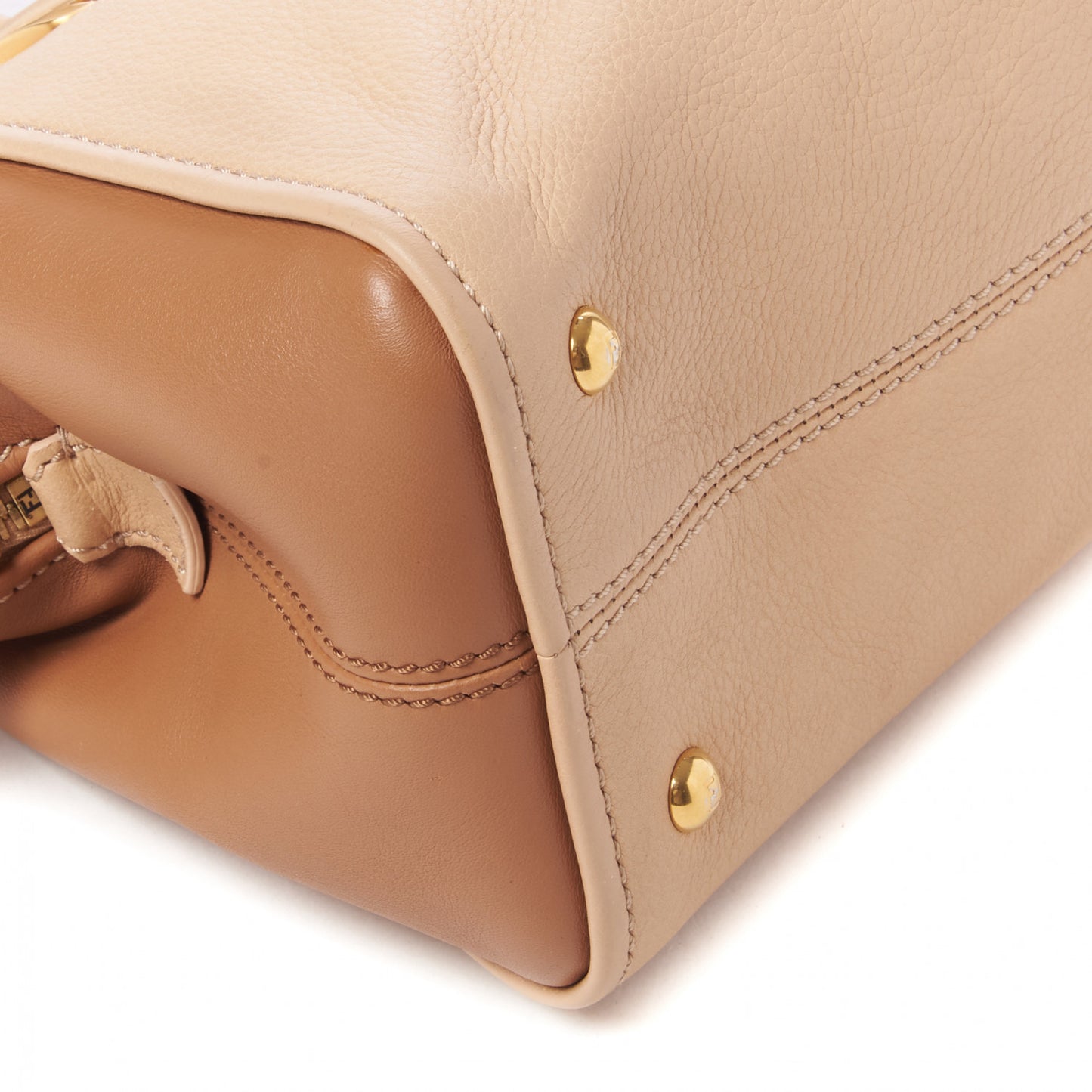 Capra Vitello Dolce Marmol Colorblock Small Chameleon Tote Cipria Makeup Camel