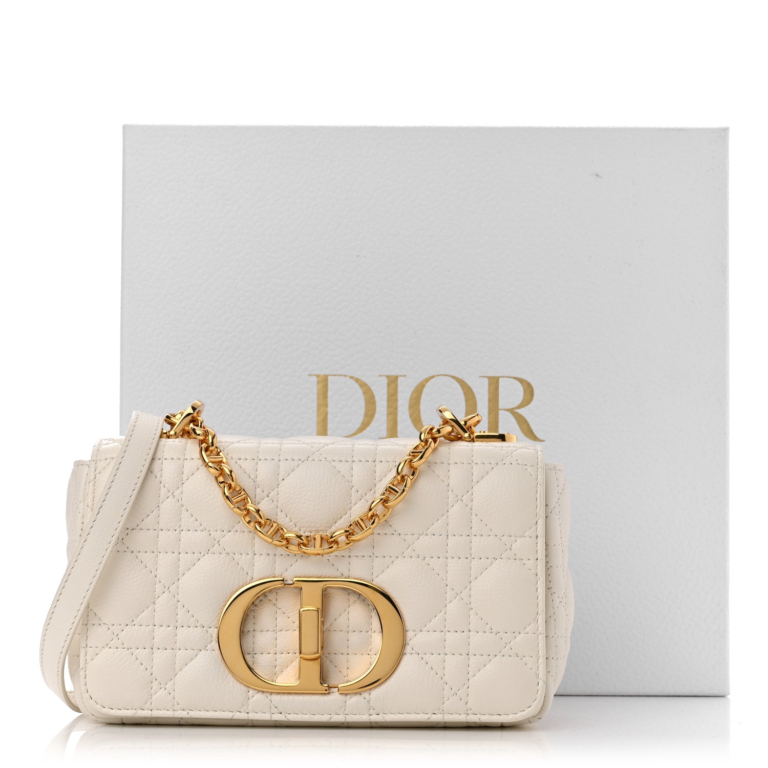 Christian Dior Calfskin Cannage Small Caro Bag Ivory 12 of 12