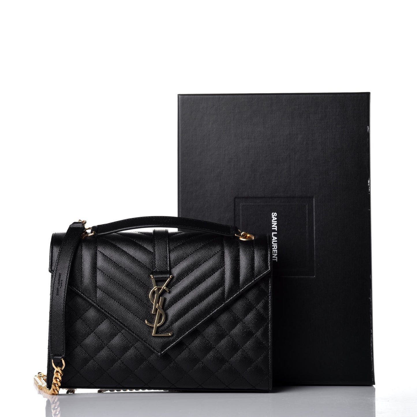 Grain De Poudre Textured Mixed Matelasse Triquilt Medium Monogram Satchel Black