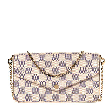 Louis Vuitton Damier Azur Pochette Felicie Chain Wallet Rose Ballerine 3 of 9