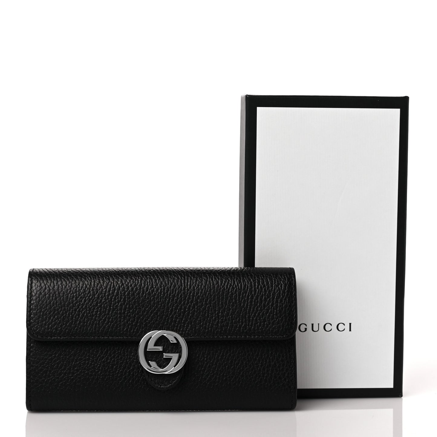 Dollar Calfskin Interlocking G Continental Wallet Black