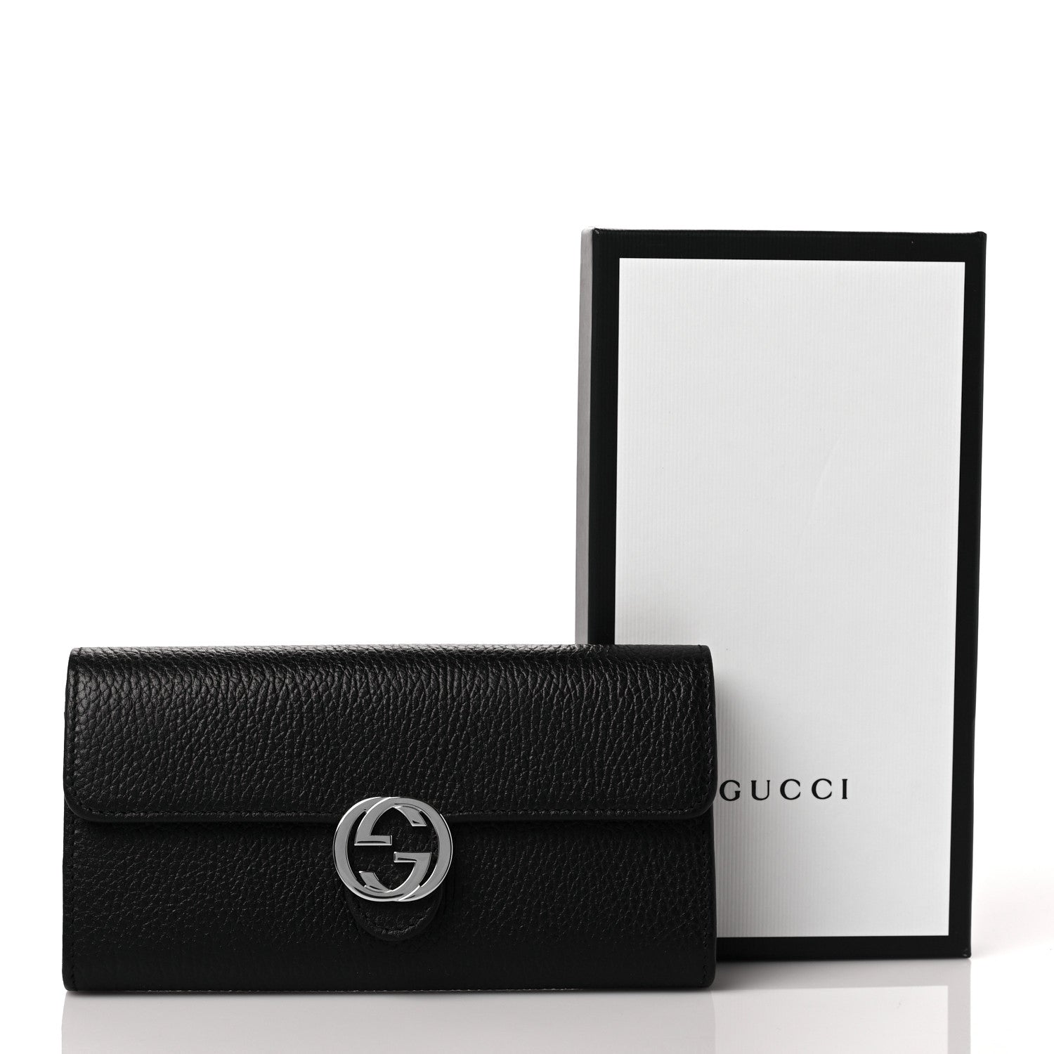 Gucci Dollar Calfskin Interlocking G Continental Wallet Black 9 of 9