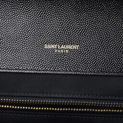 Saint Laurent Grain De Poudre Textured Mixed Matelasse Large Triquilt Monogram Satchel Black 5 of 9
