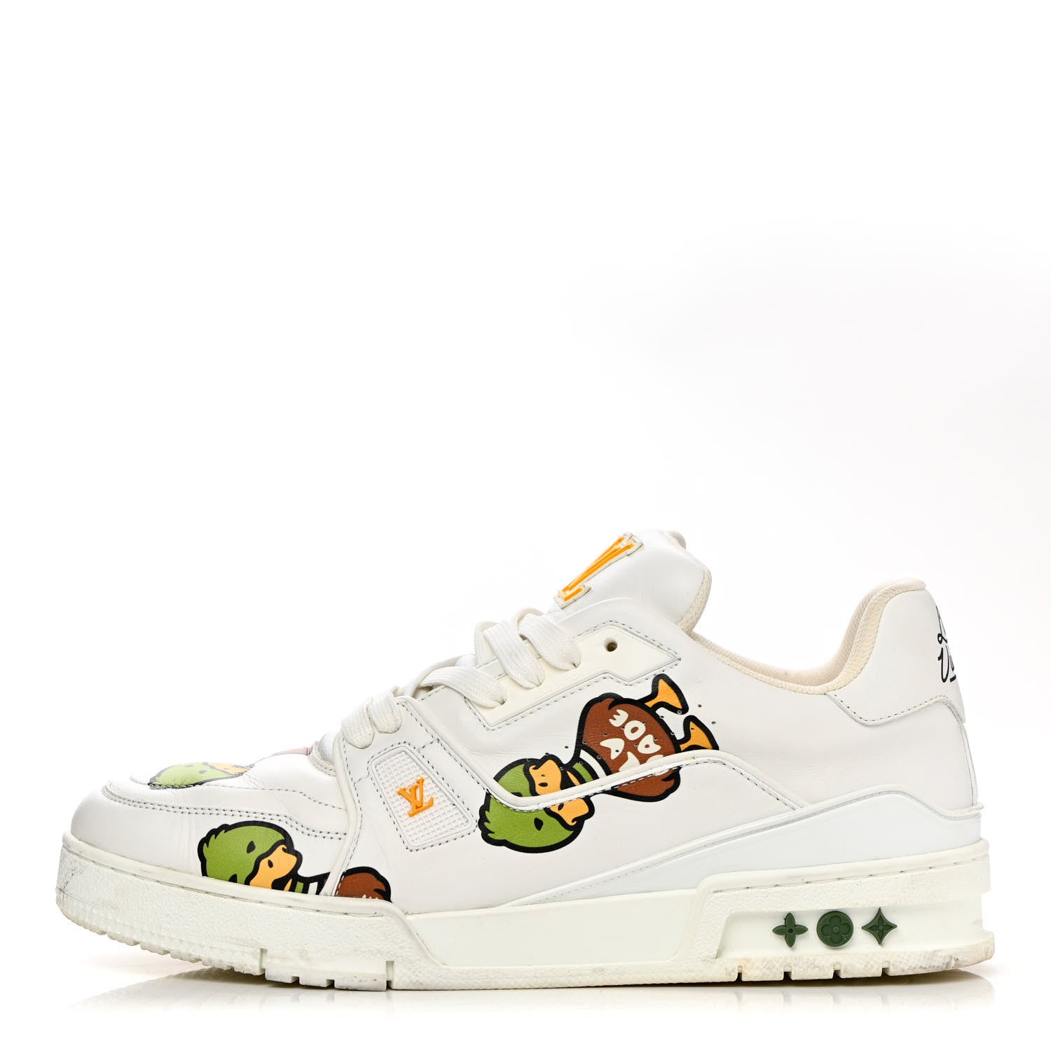 Louis Vuitton X NIGO Calfskin Printed Monogram LV Trainer Sneakers 7.5 White 1 of 13