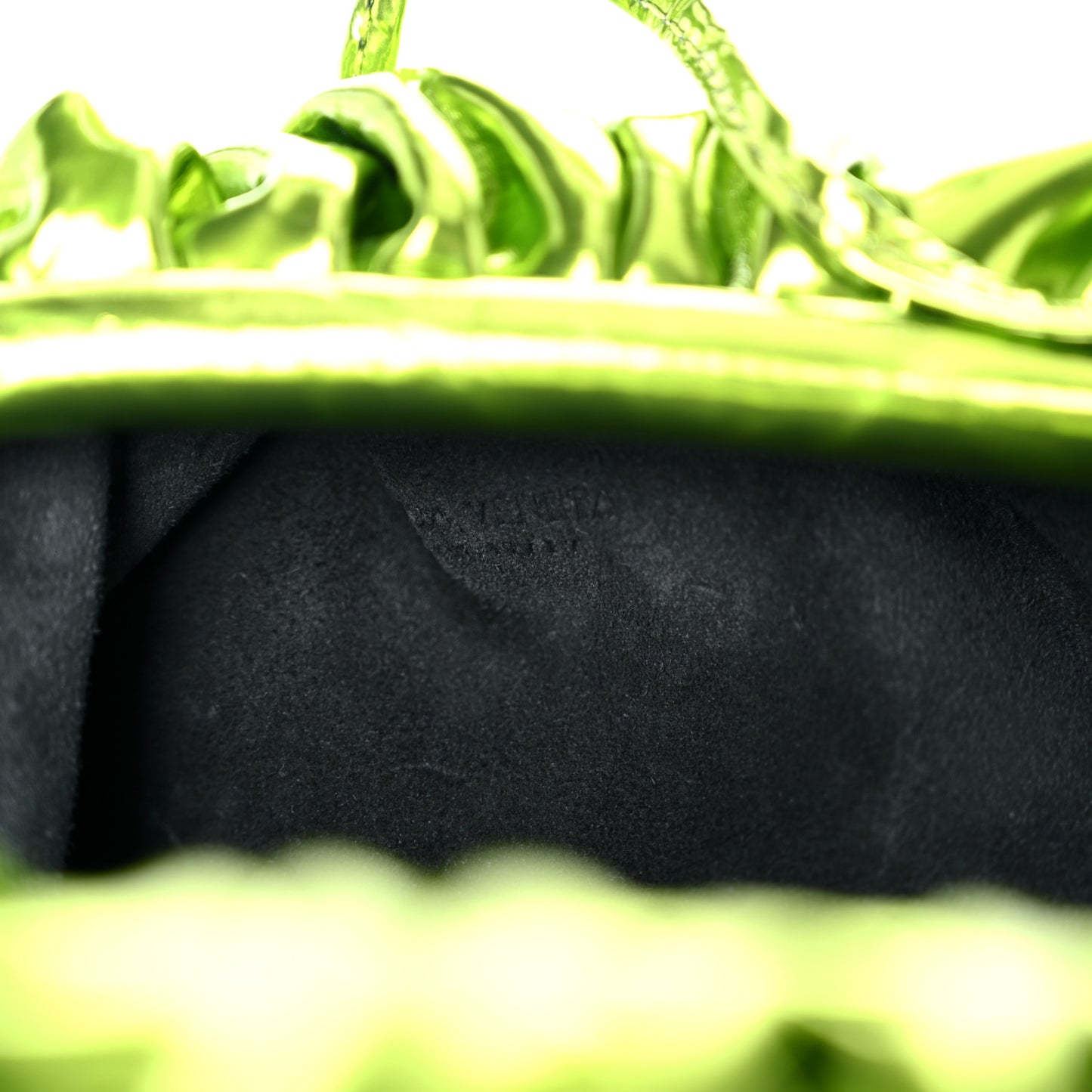 Metallic Crushed Calfskin The Mini Pouch Chlorophyll
