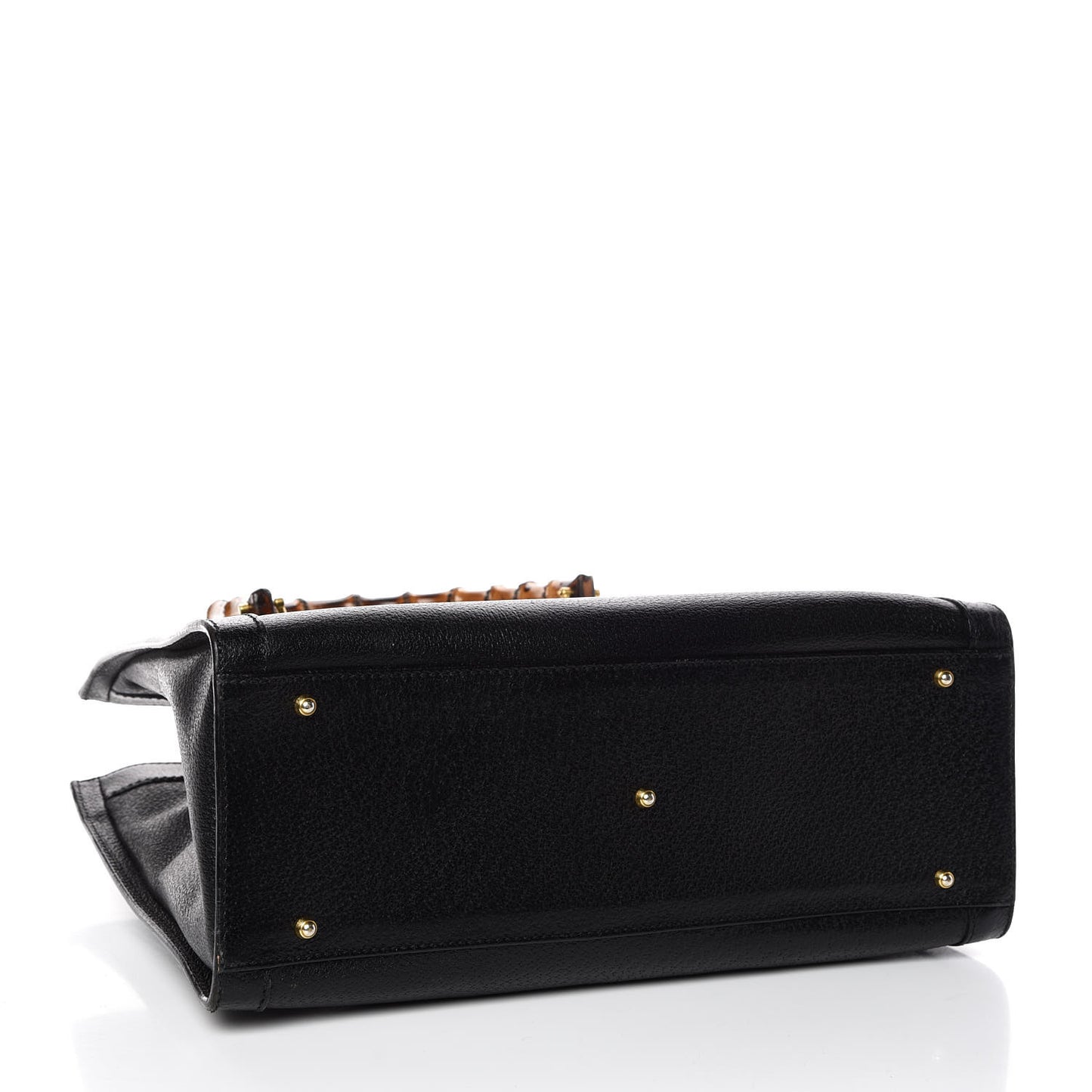 Calfskin Bamboo Top Handle Tote Black