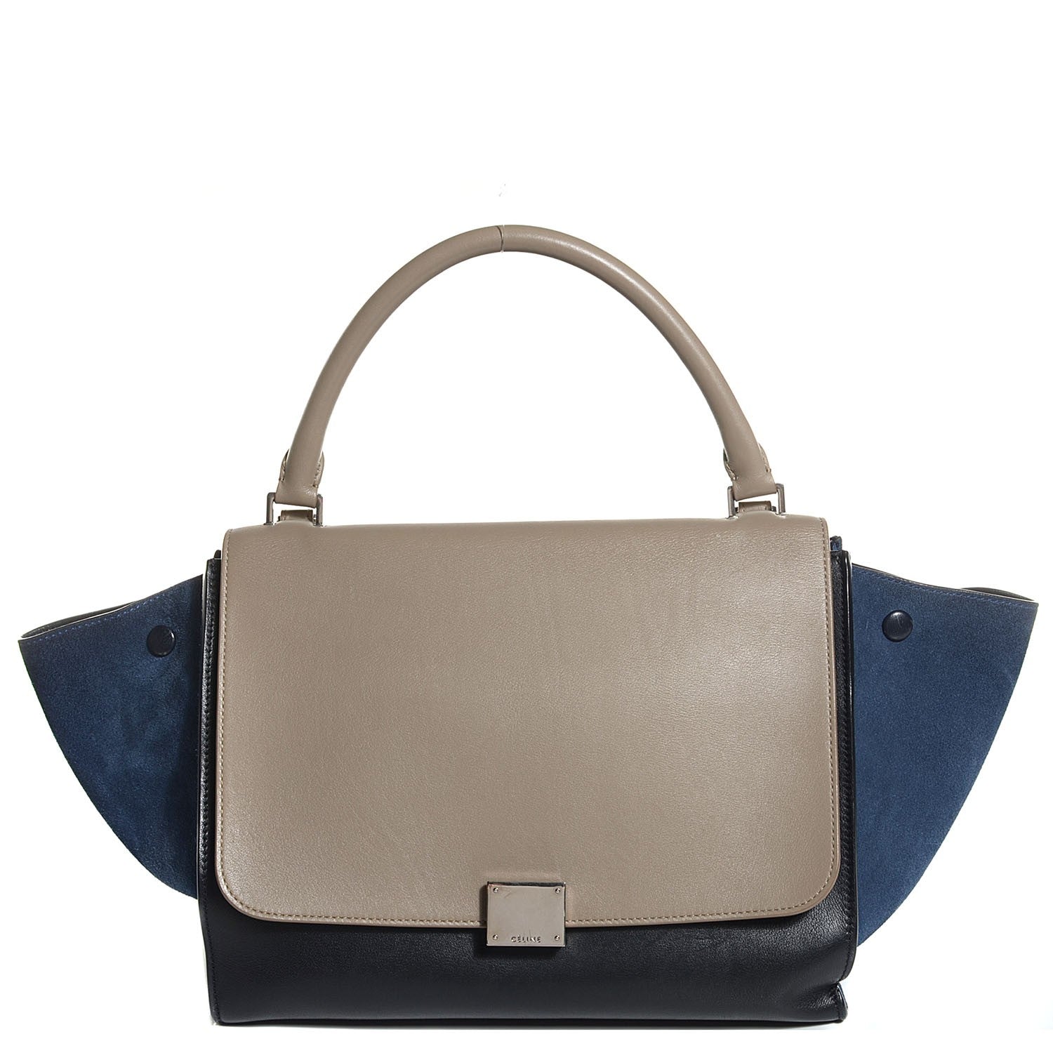 Celine Smooth Calfskin Suede Medium Trapeze Tri-Color Deepsea 1 of 9