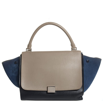 Celine Smooth Calfskin Suede Medium Trapeze Tri-Color Deepsea 1 of 9