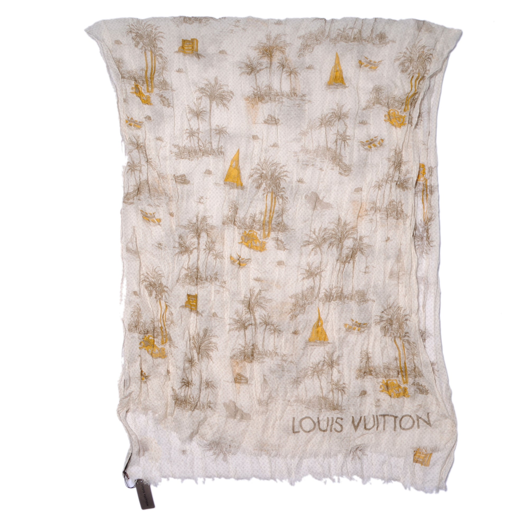 Louis Vuitton Cotton Linen Toile Etole De Louis Pareo Beige 4 of 8