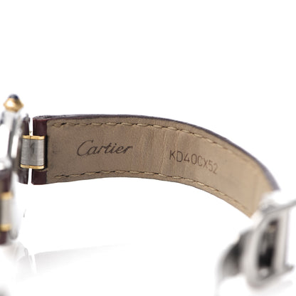 Cartier Stainless Steel 18K Yellow Gold Calfskin 28mm Must De 21 Quartz Watch Burgundy 6 of 9