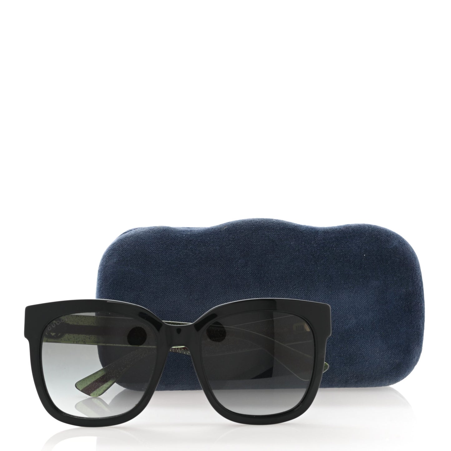 Acetate Square Frame Web Glitter Sunglasses GG0034S Black Green