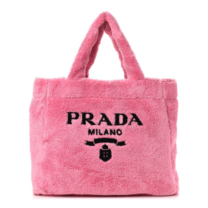 Prada Terry Cloth Tote Bag Petalo Black 1 of 9