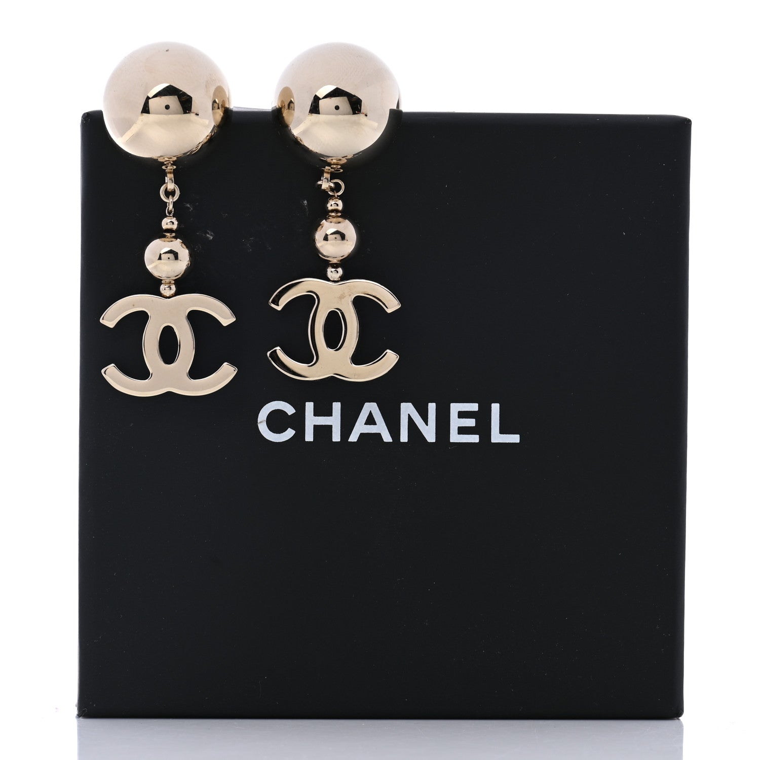 Chanel Metal CC Drop Earrings Gold 5 of 5