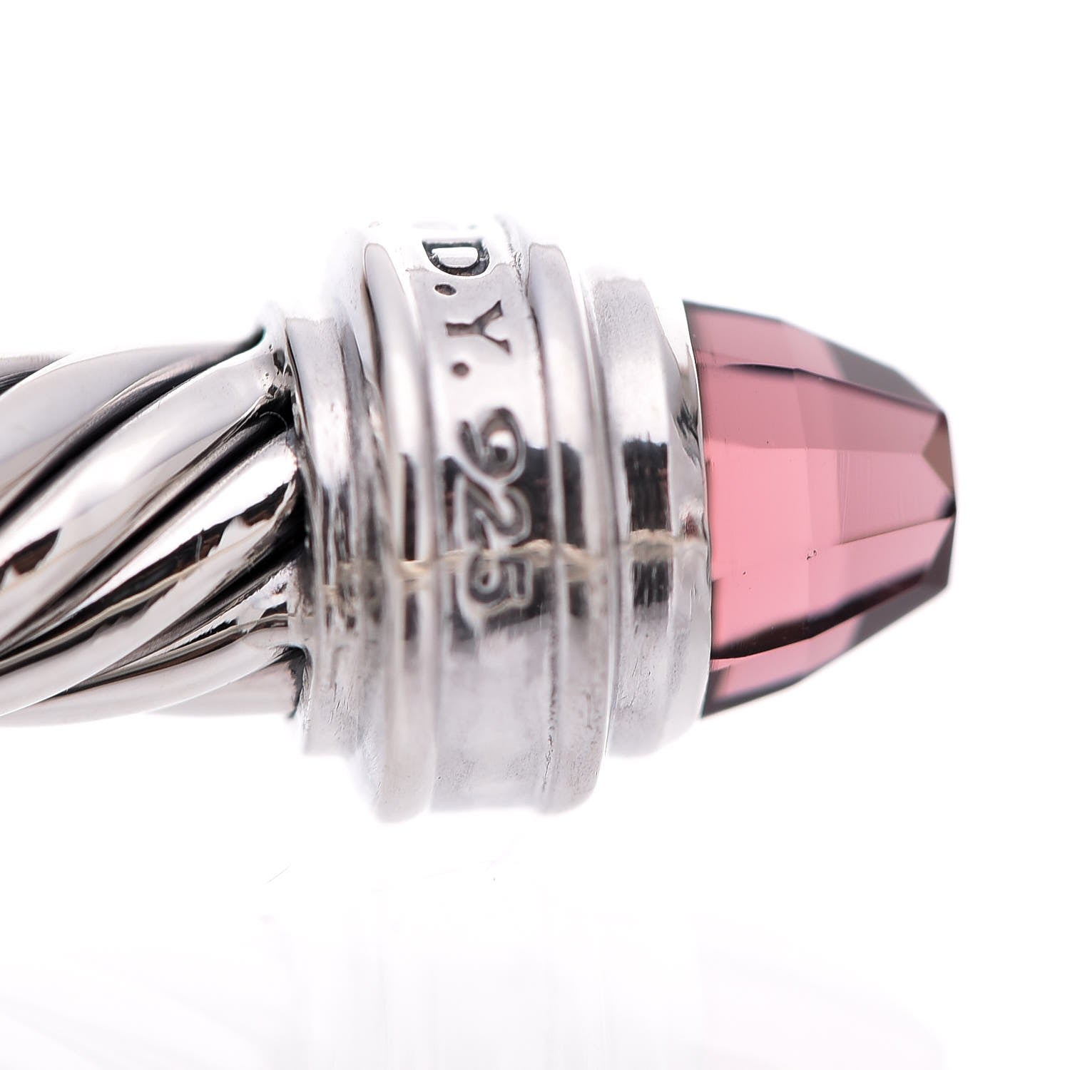 David Yurman Sterling Silver Diamond Tourmaline 5mm Cable Classics Bracelet 5 of 6