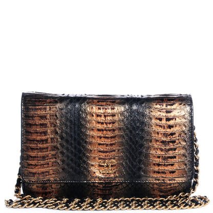 Chanel Python Wallet On Chain WOC Black and Gold 1 of 7