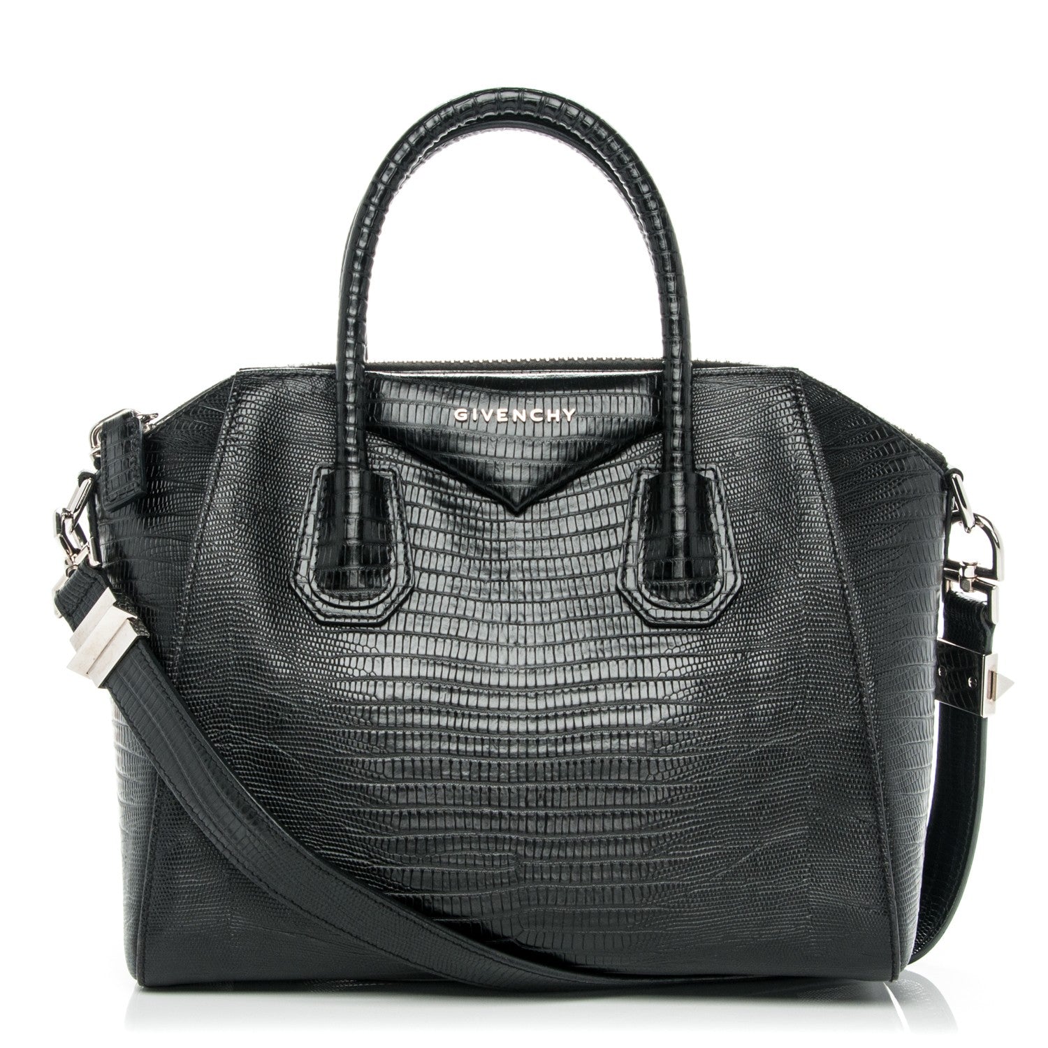 Givenchy Calfskin Lizard Embossed Small Antigona Black 1 of 7