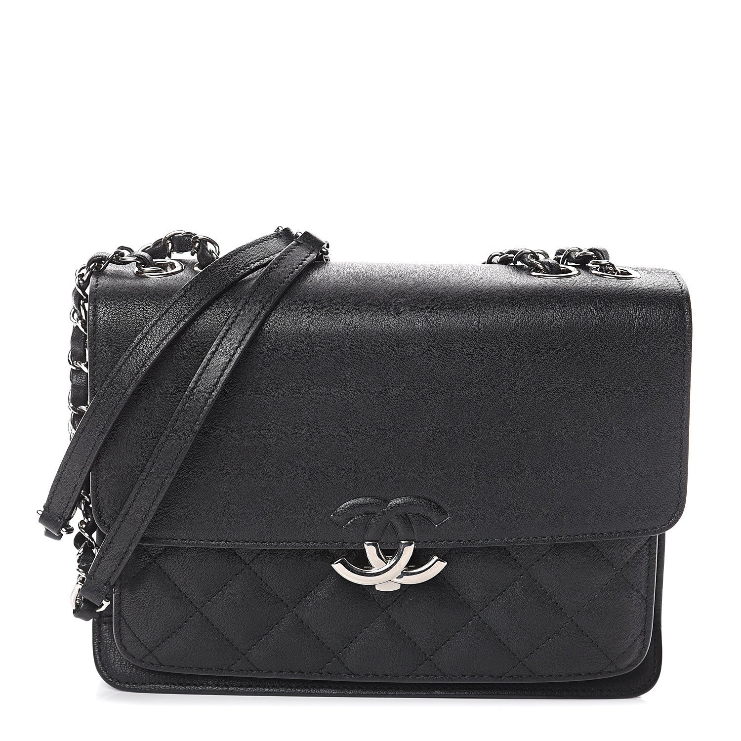 Chanel Calfskin Quilted CC Box Flap Black 1 of 9